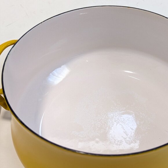 Vintage Dansk Design IHQ France Kobenstyle Yellow Enamel 2 Qt Stock Pot w/Lid - Picture 8 of 16
